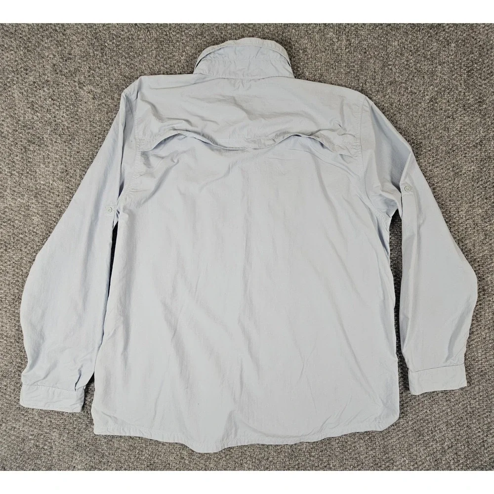 The North Face Mens XL Long Sleeve Hiking Shirt Blue Ventilated Fishing Trail‎